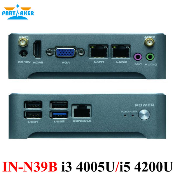 Partaker IN-N39B Mini PC Router Intel I3 4005U Dual Lan Fan System VGA HDMI Dual Display