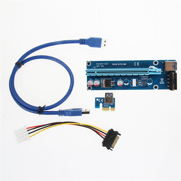 PCIe PCI-E PCI Express Riser Card 1x to 16x USB 3.0 Data Cable SATA to 4Pin IDE Molex Power Supply for BTC Bitcoin Litecoin Miner Machine