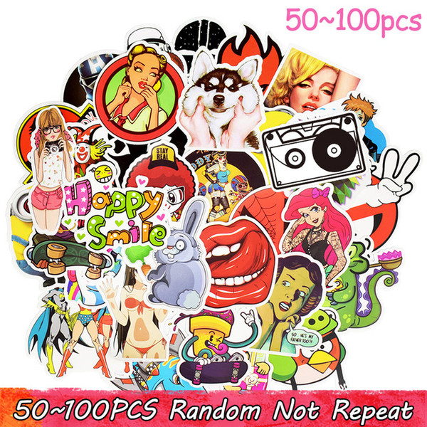 50-100pcs Random Stickers Mixed Funny Cartoon Graffiti Stickers for DIY Sticker on Laptop Car Luggage Skateboard Fridge