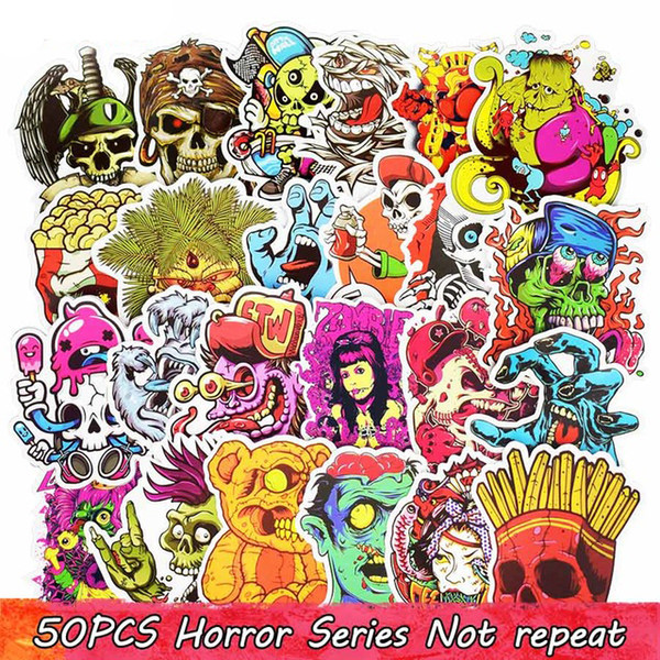 50pcs Mixed Sticker Graffiti Dark Cool Stickers for DIY Luggage Laptop Skateboard Fridge Bicycle Phone Stickers