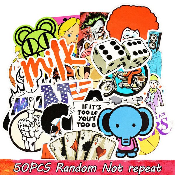 50pcs Mixed Random Stickers DIY Graffiti Cartoon Sticker for Laptop Suitcase Skateboard Moto Bicycle Car Stickers