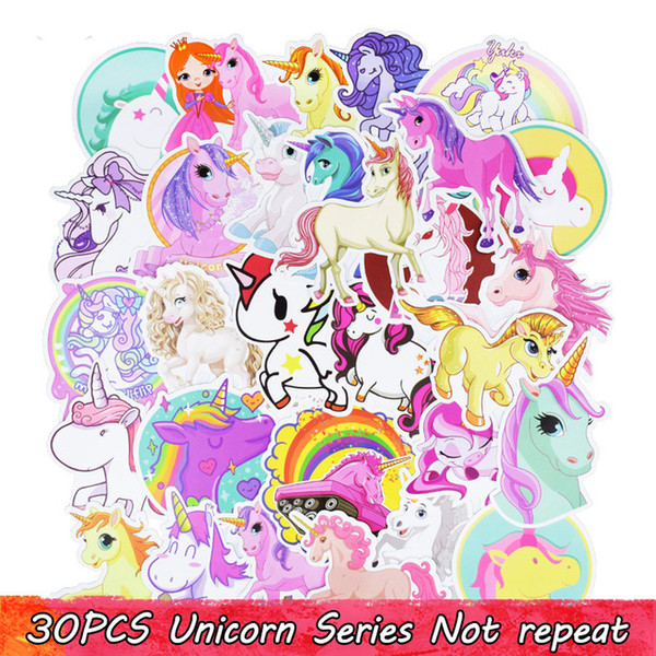 30Pcs Mixed Unicorn Cute Cartoon Sticker Kids Stickers for DIY Laptop Phone Luggage Skateboard Bedroom Stickers