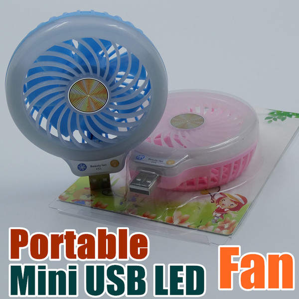 New Style Mini portable Small USB Led Fan Without battery USB small fans luminous night light beauty fill light fan multi-purpose type B-USB