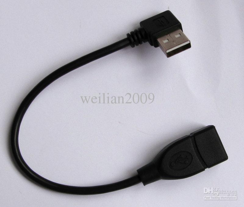 5 pcs Good USB 2.0 A Female To USB A 2.0 Male 90 Degrees left Angle Extension data Cable 20cm Connectors Cord