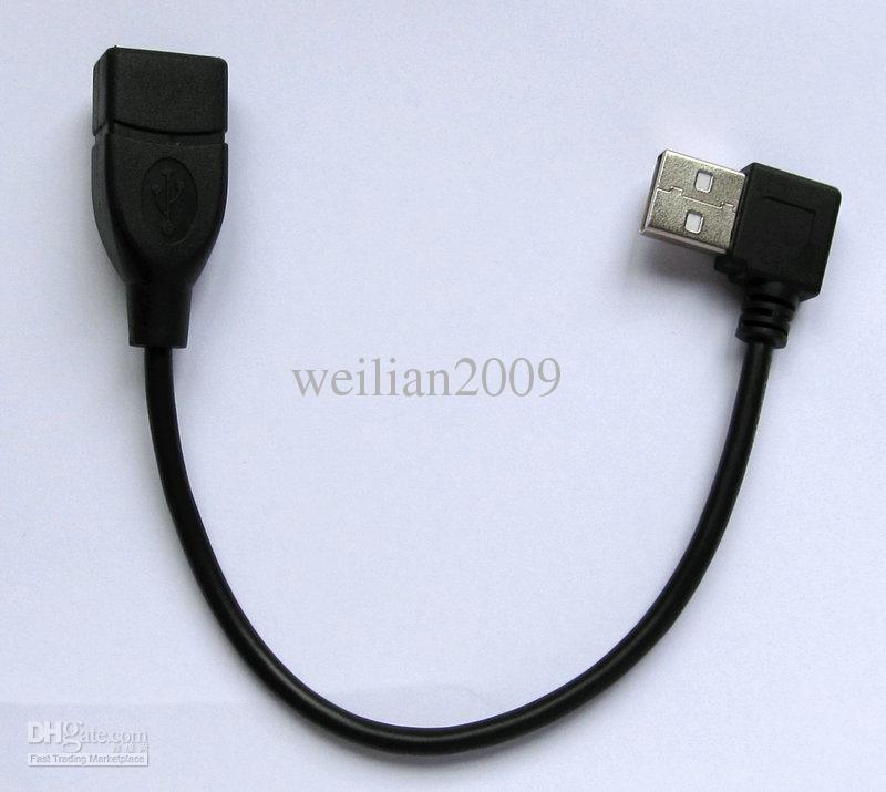 USB 2.0 A Female To USB A 2.0 Male 90 Degrees Right Angle Extension Cable 20cm Connectors Data Cord