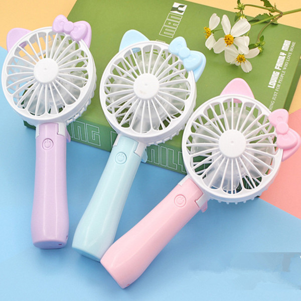 2018 Mini Folding Portable Fan Cartoon Cat USB Rechargeable Foldable Handheld Summer Air Cooler Cooling Fan Portable Fan Kids Toys