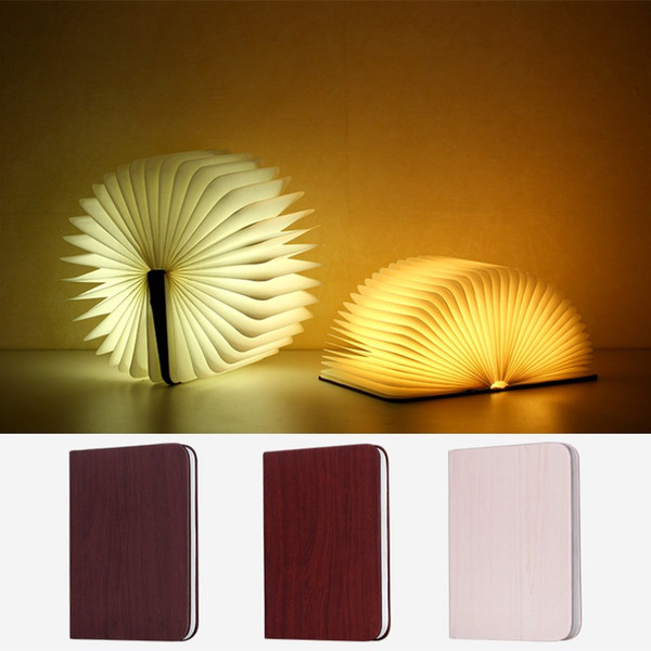 wooden grain LED book lamp usb rechargeable portable folding book light 5 colors desk lamp Creative Gift