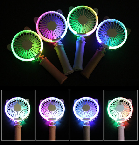 USB Handheld Twist Cat Fan Electric Power Desktop Colorful Night Light Fan Mini Air Cooler 4 colors