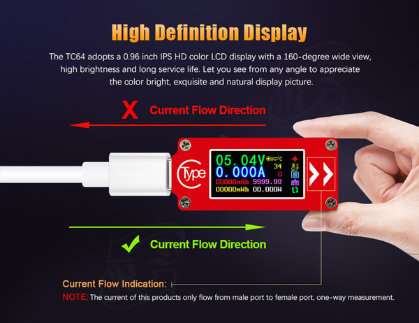 10Pcs USB Type-C DC Voltmeter Ammeter Voltage Current Meter Battery PD Charger Measure Cable Capacity Temperature Tester