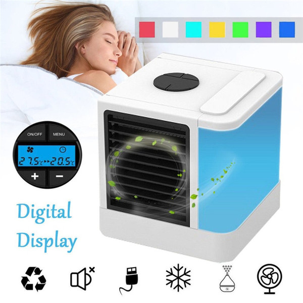 New Generation Antarctic Air Cooler 5 file 7 Colors Mini Conditioner LED Timer USB Cooler Fan Intelligent Digital Air Cooler Humidifier