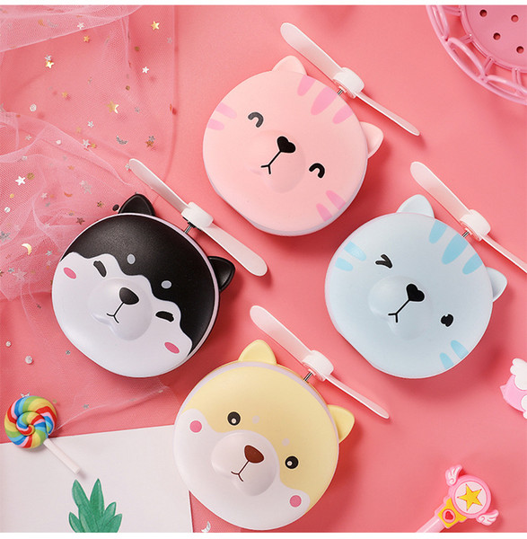 New LED USB fan Cartoon mini cute portable folding Multifunction LED fill light makeup mirror USB portable fan