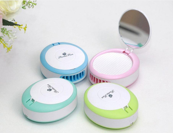 Portable Mini USB Fan With Makeup Mirror Rechargeable Cooling Pocket Fan  Eyelash Nail  Dryer Blower