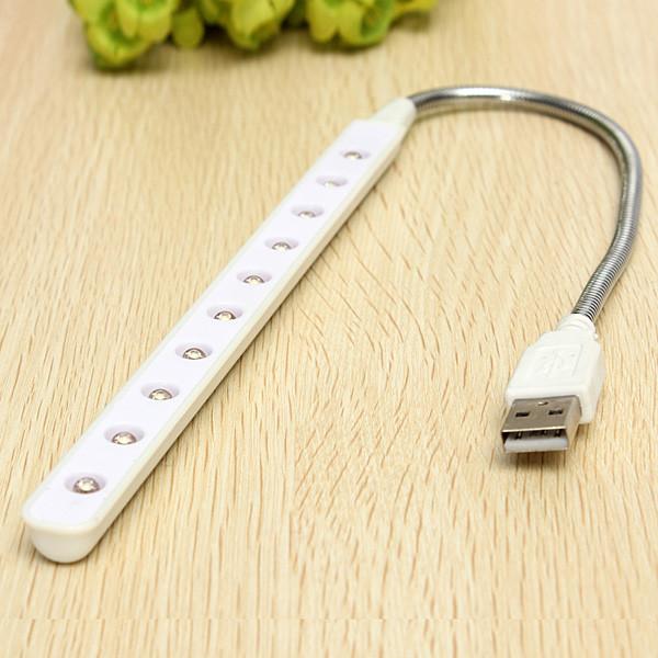 Hot Sale Flexible USB 10 LED Light Lamp Keyboard Reading For Notebook Laptop PC order<$18no track