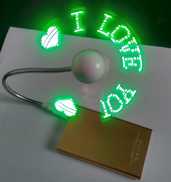 2016 Portable mini charging usb programmable led message fan for Christmas gift wholesales- Programmable Custom Message (green).