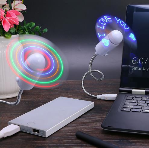 USB LED Fan USB Powered can change the word fan LED flash the word fan