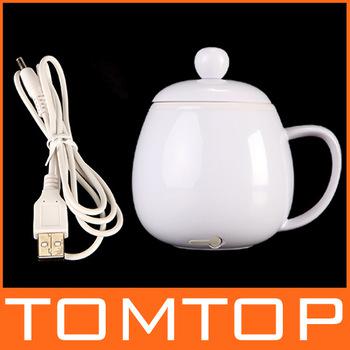 USB Novelty Powered Coffee Tea Beverage Cup Mug Warmer Heater Blue White , Free Drop Shipping Wholesale