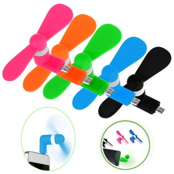 New Multi-Color USB Mini Micro USB Fan Portable 5Pin Flexible Fan For Android Phone With Package