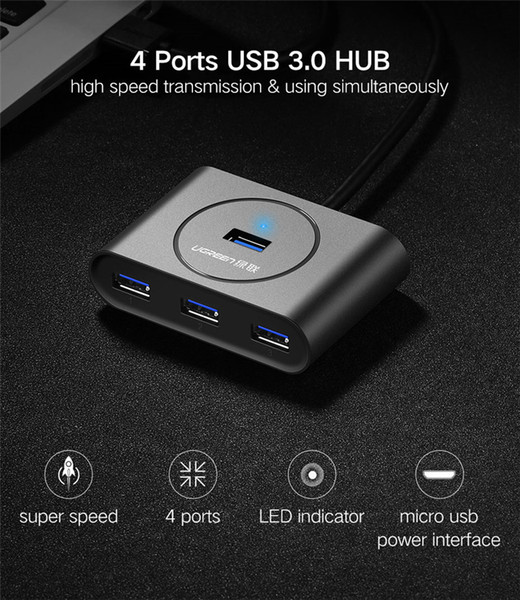 Ugreen USB HUB 3.0 External 4 Port USB Splitter with Micro Power Port for iMac Computer Laptop Accessories HUB USB 3.0