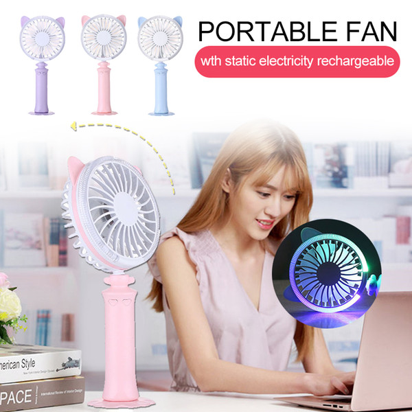 Night Light USB Fan Rechargeable Twist Cat Fan Mini USB Fan Portable Fashion Rechargeable 1200mAh Handheld