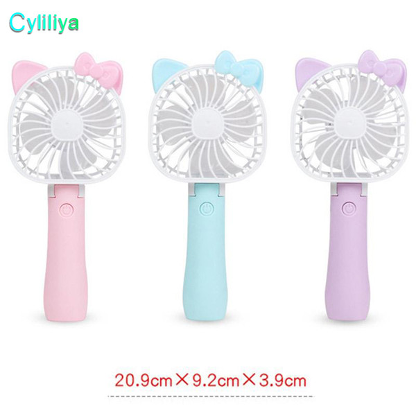 Mini Folding Portable Fan Cartoon Cat USB Rechargeable Foldable Handheld Summer Air Cooler Cooling Fan Portable Fan Kids Toys