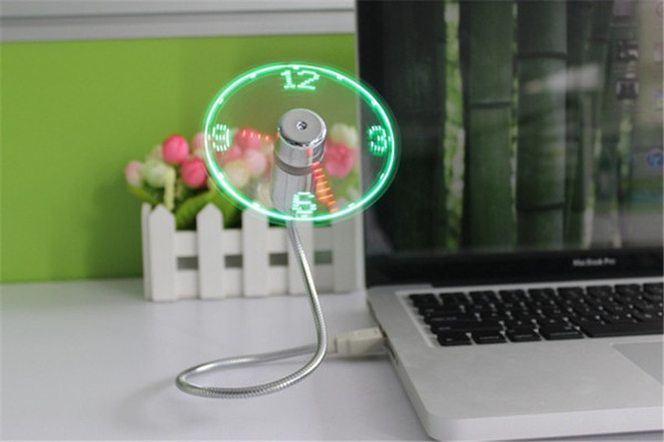 Mini LED USB Clock Fan Temperature Fan Connect to PC Power Bank Charger LED Time Clock Display Flashing Time