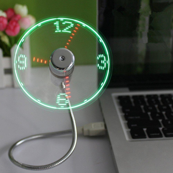 New Durable Adjustable USB Gadget Mini Flexible LED Light USB Fan Time Clock Desktop Clock Cool Gadget Real Time Display High Quality DHL