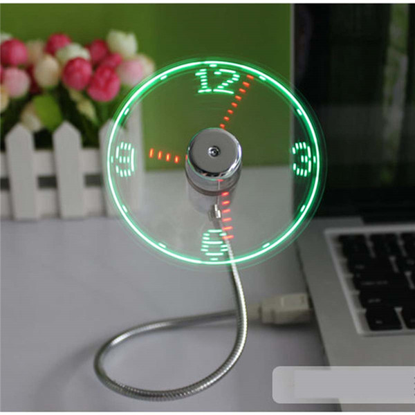 USB Gadget Mini Flexible LED Light USB Fan Time Clock Desktop Clock Cool Gadget Time Display 0408005