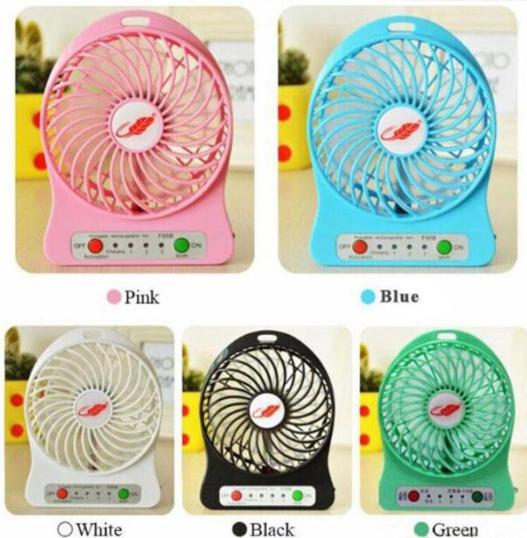 100% Tested Rechargeable LED Light Fan Air Cooler Mini Desk USB 18650 Battery Rechargeable Fan With Retail Package for PC Laptop hot sale.