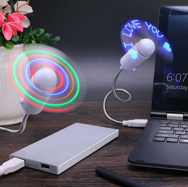 Portable Mini Bendable Flexible USB Fan Computer Notebook PC Colorful LED Light For Laptop Desktop PC Computer EOO