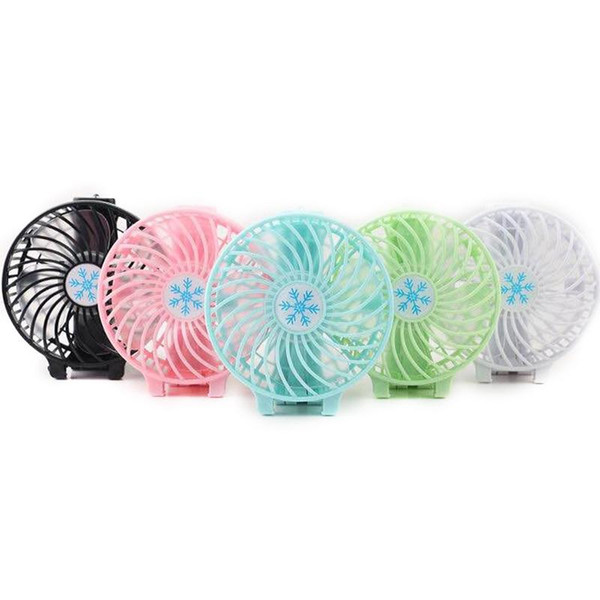 Handy Usb Fan Foldable Handle Mini Charging Electric Fans Snowflake Handheld Portable For Home Office Gifts RETAIL BOX 6 Colors