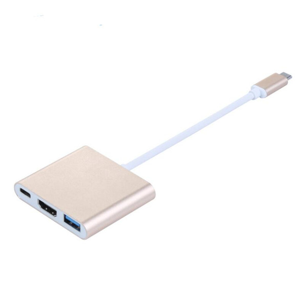 Wholesale Gold Silver Multifunctional 3 in 1 Type-C Hub USB 3.0 HDMI TV Video Type-C Adapter for Tablet LX2341