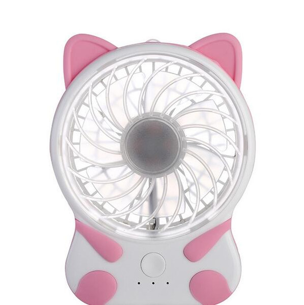 2018 lovely portable cat mini fan USB charging children mini fan desk use silica gel cartoon fan