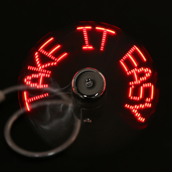 Flexible DIY Programmable LED Letter Message Display Cooler Cooling USB Fan for PC Laptop Notebook USB Gadgets