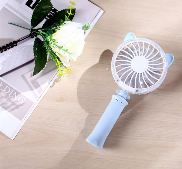 Mini Handheld Fan Cat Style Lightweight Rechargeable USB Fan Portable Table Fan LED Colorful Night Light for Travel Home and Office Use