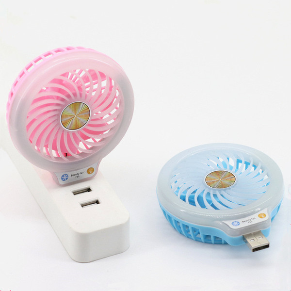 Newest Mini portable Small USB Led Fan Without battery USB small fans luminous night light beauty fill light fan multi-purpose type