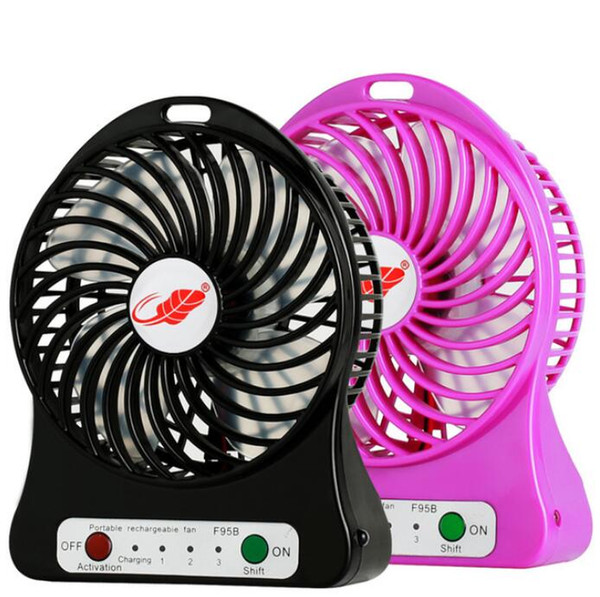 Good quality rechargeable fan 3 gear speed 4.5W/3.7V mini USB cooling fan with LED light and retail package DHL Free