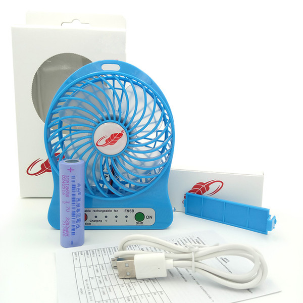 F95B Protable Fan Mini Fan Multifunctional Rechargerable USB Port Kids Table Fan 18650 2200mAh Battery Adjustable 3 Speed With LED Light