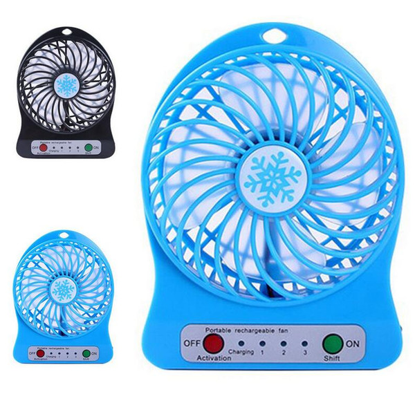 Good quality rechargeable fan 3 gear speed 4.5W/3.7V mini USB cooling fan with LED light,18650 battery and retail package