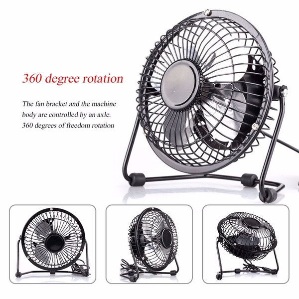 6 Inch USB Desk Fan Mini Personal Metal Cooling Fan 360 Degree Rotation USB Powered Only for Dorm Office