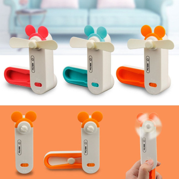 Mini USB Fan Foldable Handheld Air Fan Portable Cute Rabbit Bear Power Rechargeable Fan for Travel Home and Office Desktop Fans