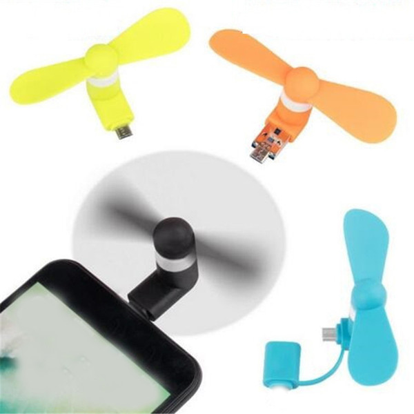 Mini 2 in 1 Portable Micro USB Fan for Android for Samsung Huawei Cooling Fan for iPhone type-c Notebook PC Power Bank DHL free shipping