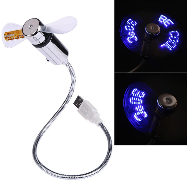 Mini USB Flexible Time LED Fan with With LED Time tmeperature Cool Gadget flexible usb fan gadgets cool Usb fan