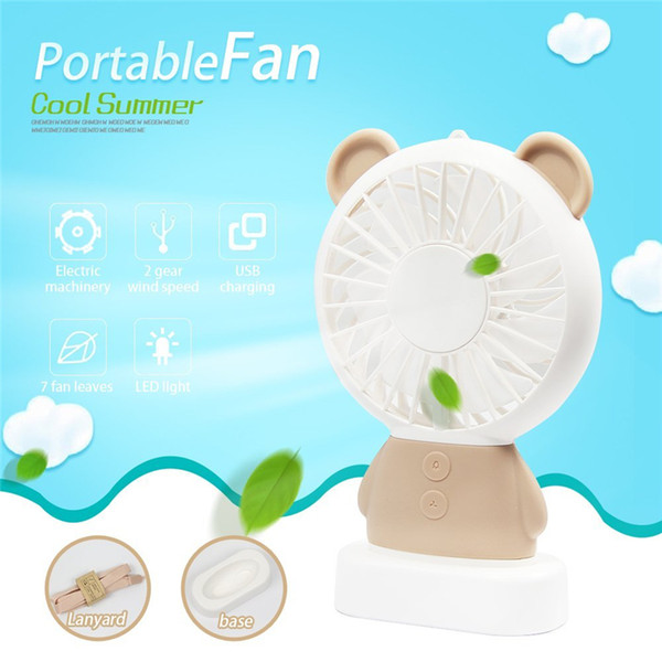 LED USB Fan 2-Speed Adjustable Portable Mini Fan Hand Fans Rechargeable Ultra-quiet Micro USB Desk Cute Air Cooling Fan