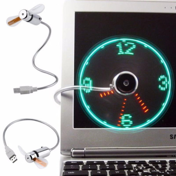 New USB Fan Clock Mini Flexible Time with LED Light Desktop Clock Cool Gadget Real Time Display Clock Durable Adjustable LED Night Light