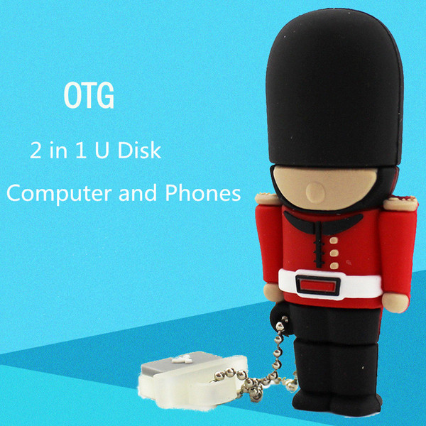 Flash drive Capacity USB 2.0 8GB 16GB 32GB creative guards Waterproof Cartoon OTG Key Chain Mobile computer universal Factory direct sale