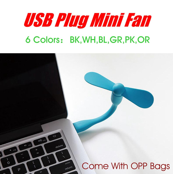 Portable Mini USB Flexible Fan for all power supply gadgets by Smartphone Laptop Cooler for Andriod iPhone Mucti-function fan OPP package