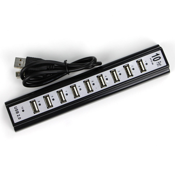 Free shipping 10 Port Hi-Speed USB 2.0 Hub+Power Adapter for PC Laptop Computer mice, keyboard, external drives use USB HUB 2.0