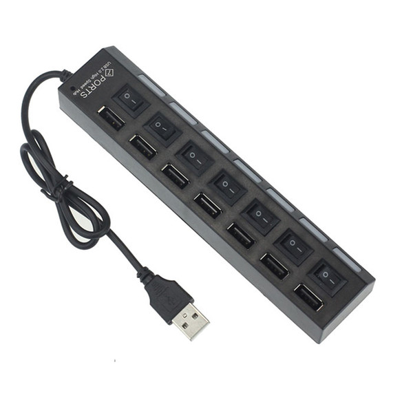 7 Ports usb hub LED USB High Speed 480 Mbps Adapter Hub With Power on off Switch For PC Laptop Computer PC Laptop With ON/OF