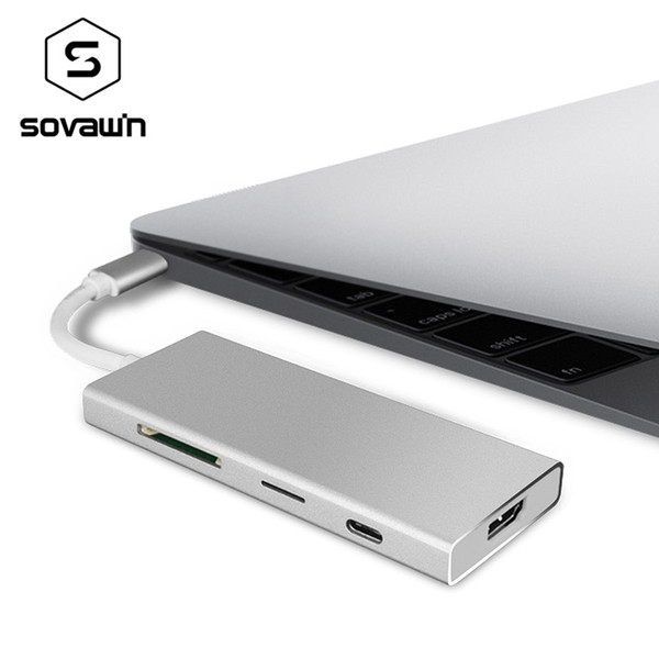 USB Type C 4k USB C to Hub 3.0 and HDMI for Macbook Pro TF Sd Card Reader Dock Station Type-C High Speed 7 Ports Aluminum