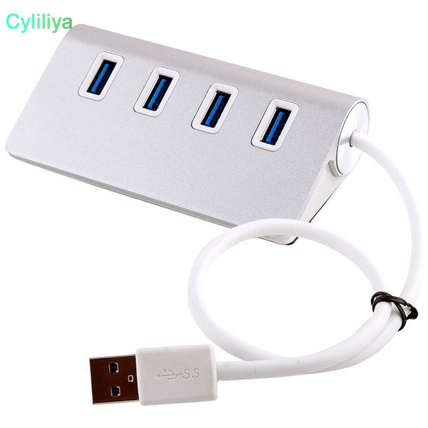 Quality Aluminium HUB USB3.0 to 2 usb 3.0 Fast Speed 4 Ports Notebook Computer Splitter Extender for Tablet Peripherals Silver